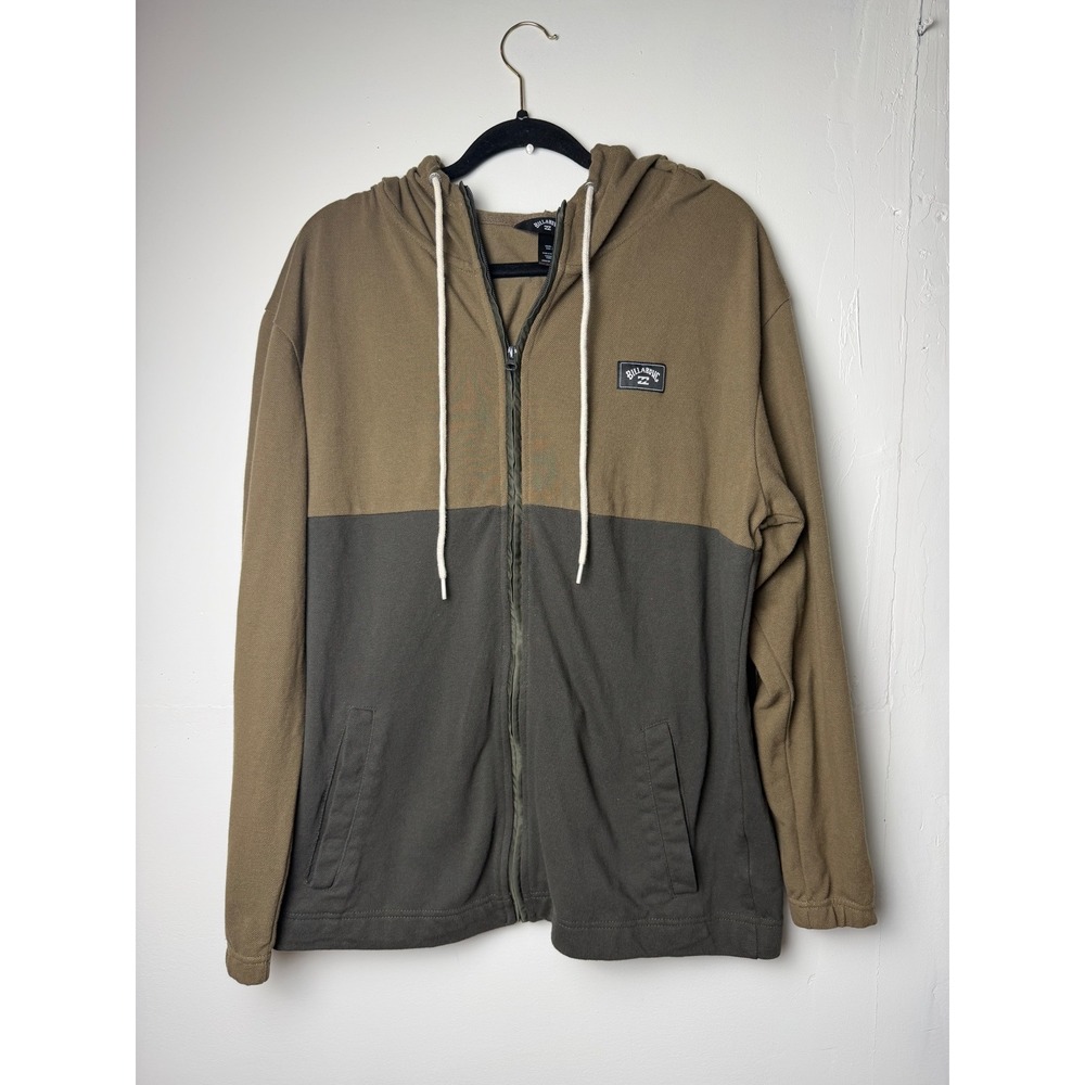 Billabong Abner Colorblock Hooded Zip Up Jacket in Bark Brown Lg